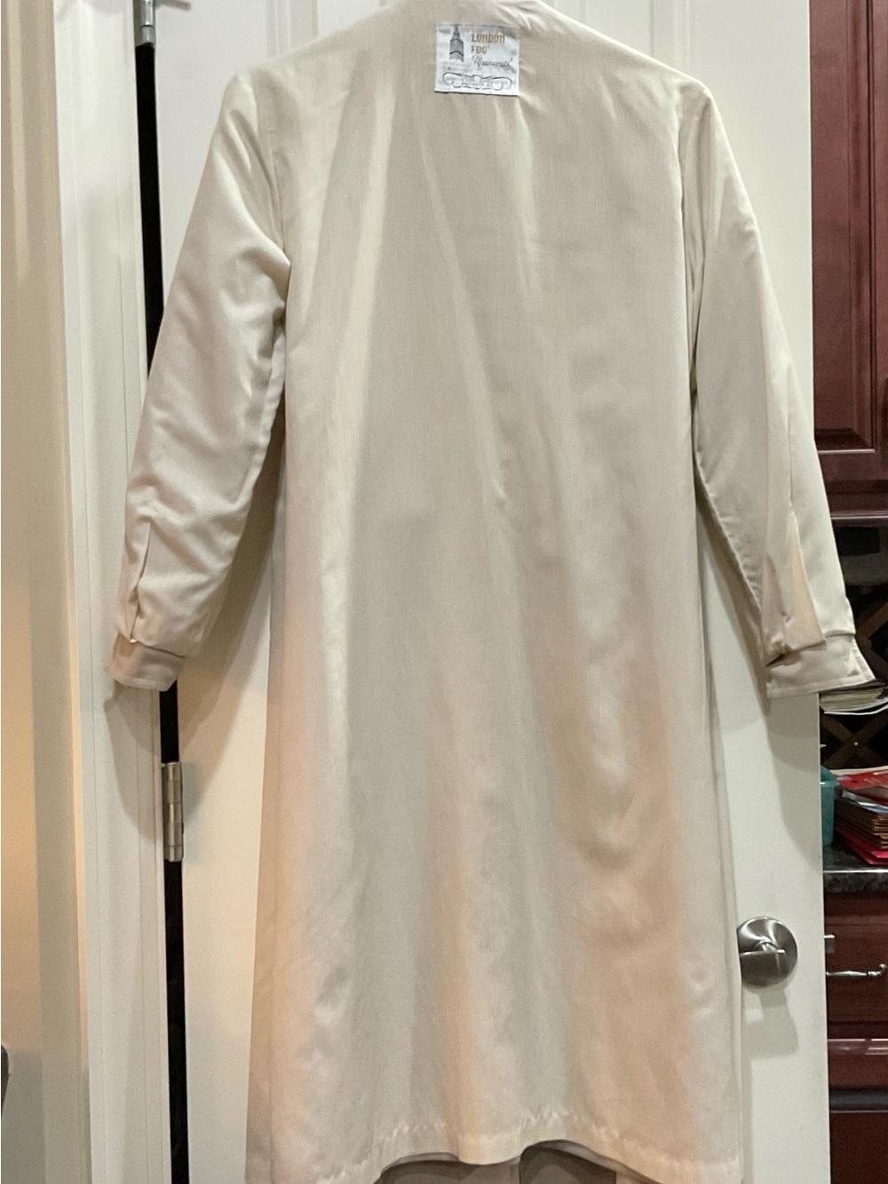 London Fog Neutral Beige Long Trench Coat with Belt - Picture 7 of 7